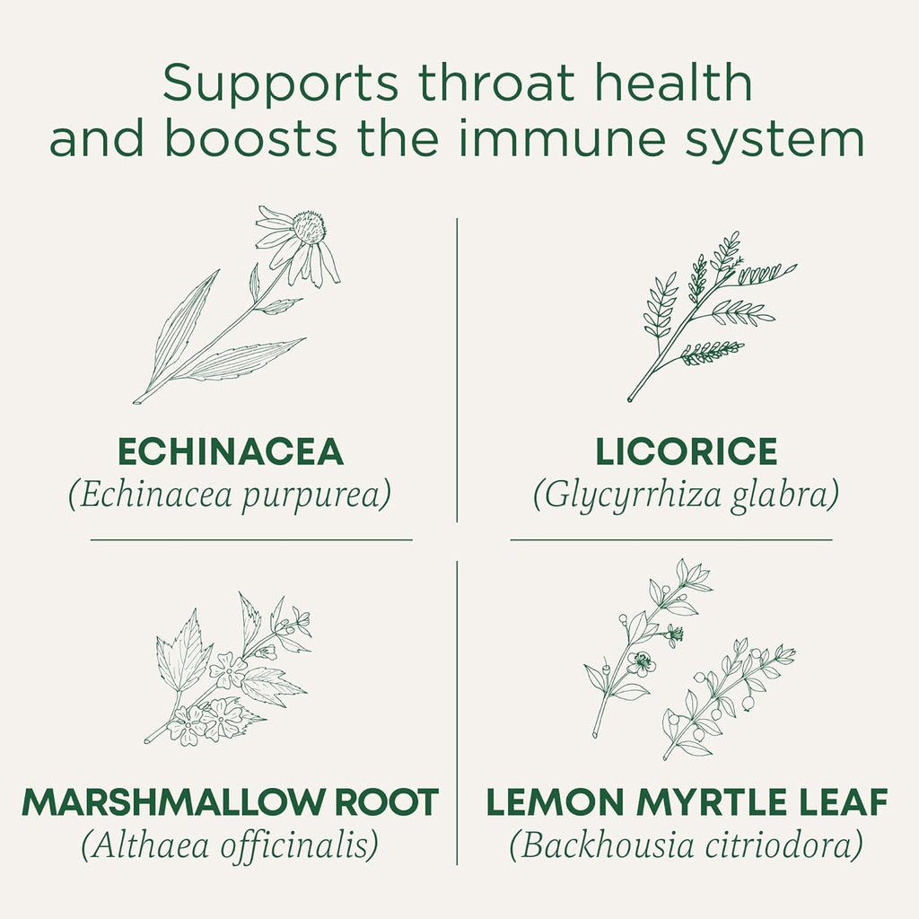 Throat Coat Organic Pectin Throat Drops, Lemon Ginger Echinacea, Soothes Sore Throats, 16Ct.